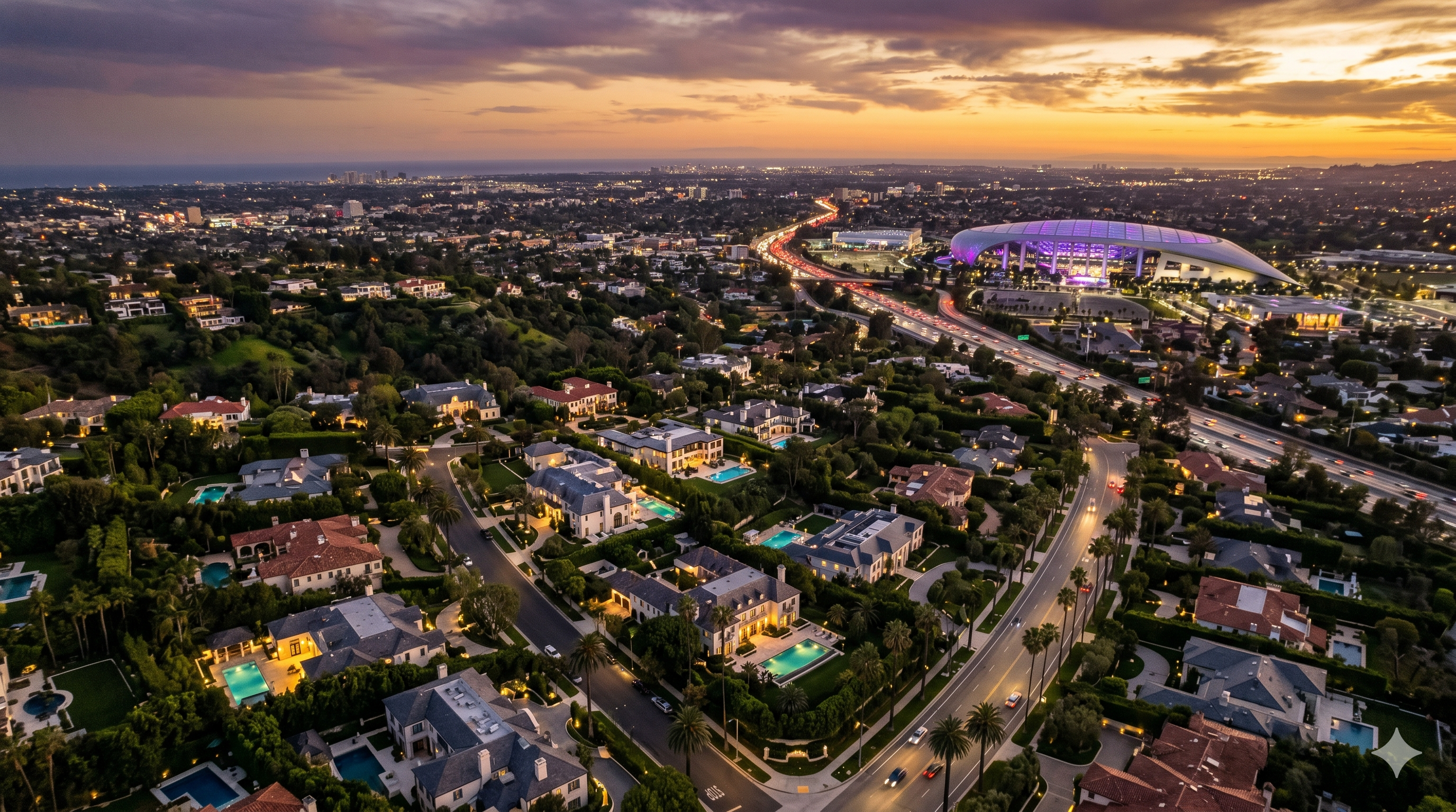 Beverly Hills aerial view — FIFA World Cup 2026 Los Angeles luxury housing location
