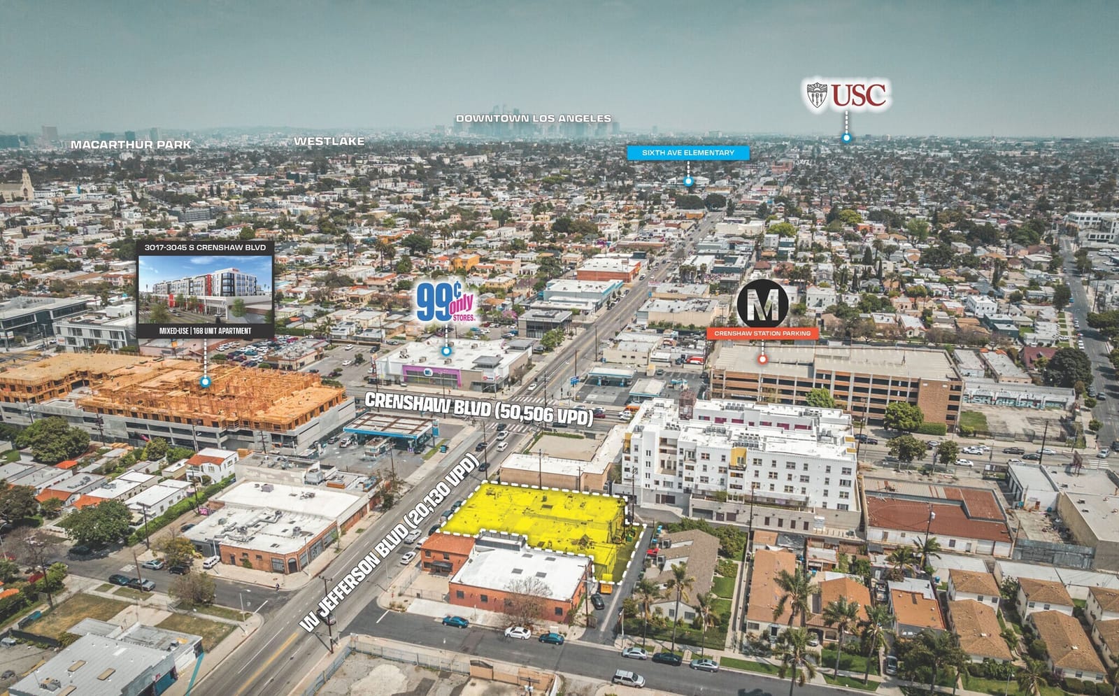 Photo 2 of the rear commercial unit at 3618 W Jefferson Blvd, Los Angeles.